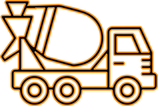 Cement mixer truck vector icon