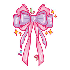 illustration art hand drawn cute pink purple bow for decoration sticker design