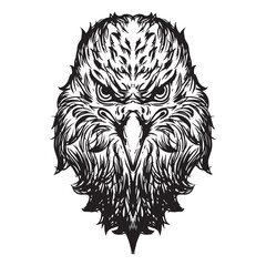 illustration art hawk head black and white tattoo and t-shirt design