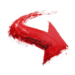 bold arrow. Vibrant red brush stroke arcs across clean white canvas, conveying motion, passion, and artistic energy. Ideal for designs emphasizing creativity, bold color, and modern abstract visuals.
