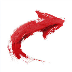 bold arrow. Vibrant red brush stroke arcs across clean white canvas, conveying motion, passion, and artistic energy. Ideal for designs emphasizing creativity, bold color, and modern abstract visuals.