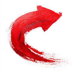 bold arrow. Vibrant red brush stroke arcs across clean white canvas, conveying motion, passion, and artistic energy. Ideal for designs emphasizing creativity, bold color, and modern abstract visuals.