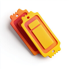 Bright layered ticket tags in a warm orange to yellow gradient create an abstract, modern visual ideal for branding, design, and marketing materials.