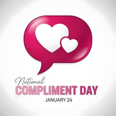 National compliment day with hearts on speech bubble isolated on white background