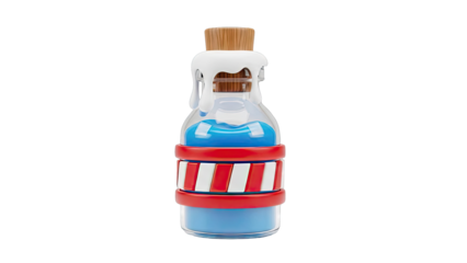 Cartoon Potion Bottle with Blue Liquid and White Drip