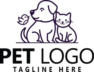 Obraz premium Modern pet logo design with dog and cat