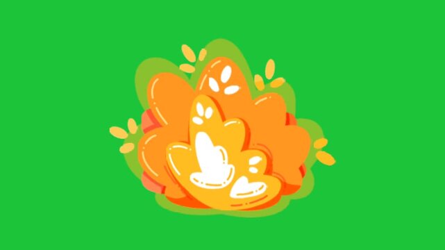 Animated colorful abstract splash burst on green screen background. Cartoon explosion effect for motion graphics projects