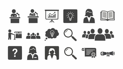 Collection of Educational and Business Icons Representing Learning and Development.