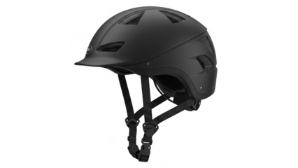 Black safety helmet isolated on transparent background