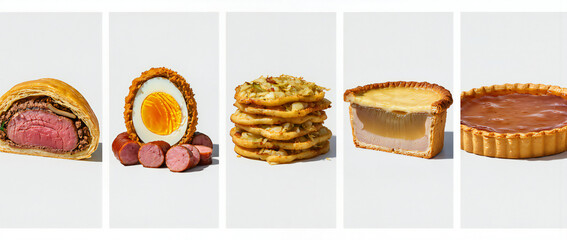 Assorted Gourmet Foods Displayed in a Bright Studio Setting for Culinary Inspiration