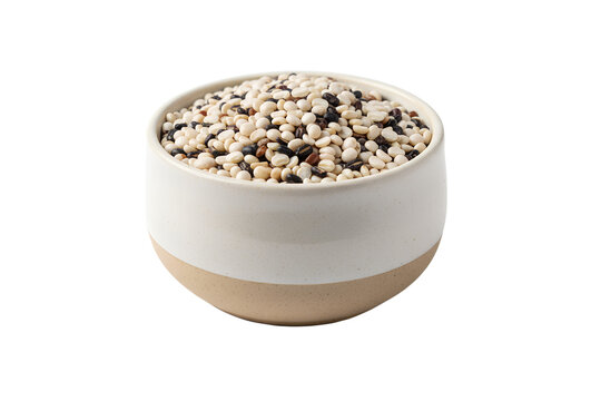 Premium Quality Mas Kolai Dal (Urad Dal) in Ceramic Pot on White Background
