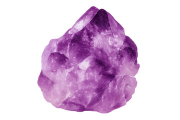 Fototapeta premium Raw amethyst crystal showing natural purple gemstone texture, geology, and mineral rock formation on transparent background