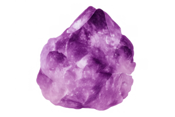 Raw amethyst crystal showing natural purple gemstone texture, geology, and mineral rock formation on transparent background
