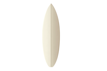 Beige surfboard viewed head-on, simple design