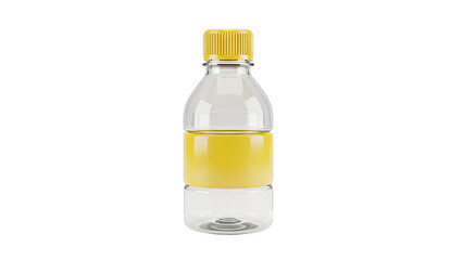 Clear plastic bottle with yellow liquid and cap