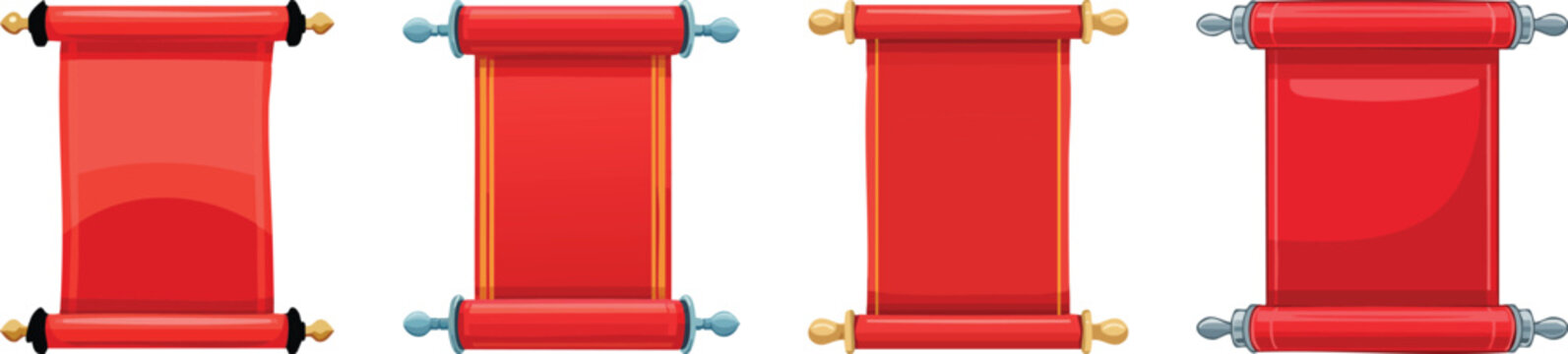 Red scroll parchment illustration vintage message letter ancient map storytelling design