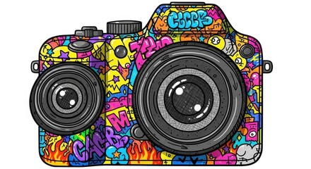 Graffiti Art Camera Icon: Vibrant, Urban, Photography, Creative Design