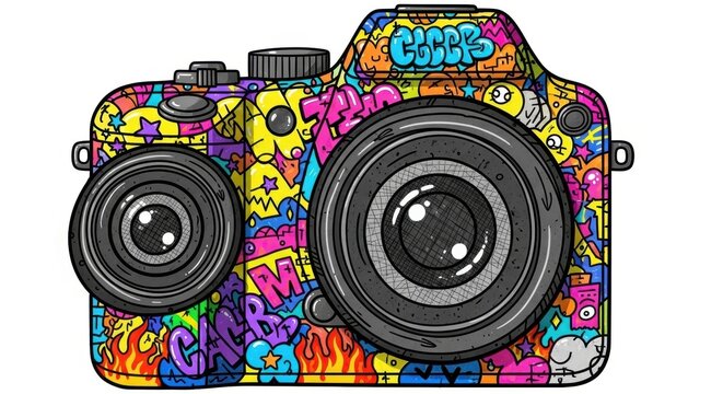 Graffiti Art Camera Icon: Vibrant, Urban, Photography, Creative Design