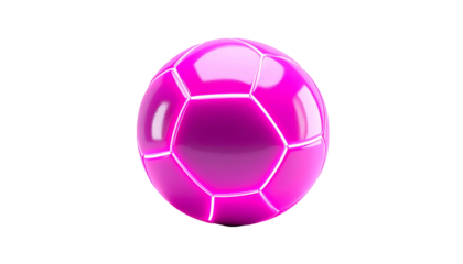 A vibrant, neon pink sphere, segmented with glowing white lines, floats against a stark black backdrop. It's a stylized representation of a ball