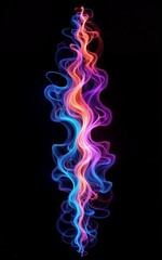 Vibrant, flowing colors swirl in symmetrical dance against deep black void.
