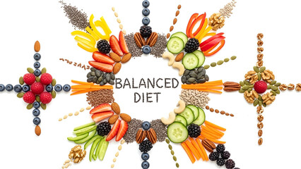 Balanced diet concept with fresh fruits and vegetables