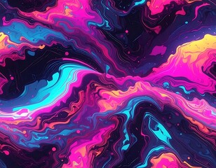 Swirling abstract artwork with vibrant neon colors and fluid patterns