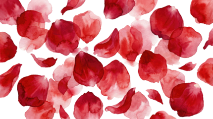 8 march womens day scattered red rose petals create a delicate and romantic floral arrangement with soft edges plain white background and png