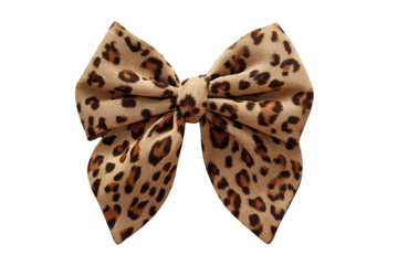 Leopard-print fabric bow, center knot detail, elegant