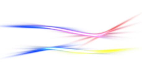 Naklejka premium Glowing neon light streak rays wave or light beams overlay effect PNG. Neon glowing light leaks or futuristic lines concept. Transparent background.