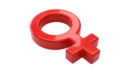 8 march womens day red female symbol representing women or venus with a shiny surface and soft edges, isolated object on white and png