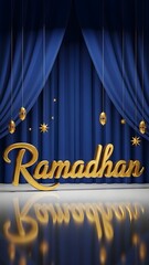 Royal Blue Curtain Stage with Glossy Gold &ldquo;Ramadhan&rdquo;