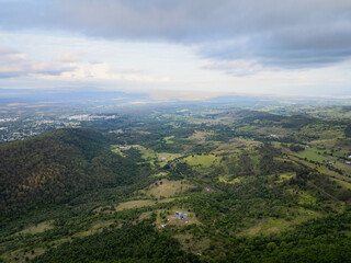 Elevated scenic views of Table Top Mountain and the Bushland Reserve, Toowoomba, Queensland, Australia
