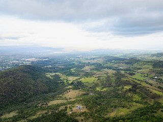 Elevated scenic views of Table Top Mountain and the Bushland Reserve, Toowoomba, Queensland, Australia