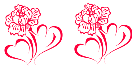 Romantic peony flower with heart design for Valentine's Day