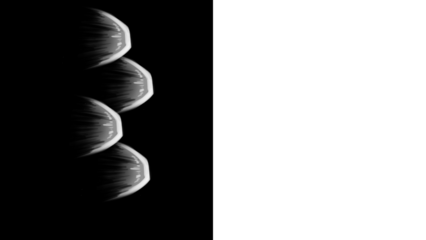 Glowing white spiral shapes on dark background