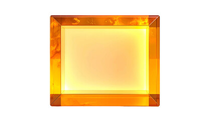 A luminous, fiery square with a transparent, golden frame. Its center emanates light against a black background