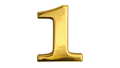 A luminous, metallic number "1" shimmers against a stark black backdrop. Its surfaces reflect light creating a sense of volume and depth