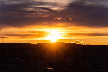 Dramatic sky in the sunrising time