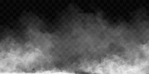 Realistic 3D vector mockup of effect white smoke clouds or fog.Vector illustration.