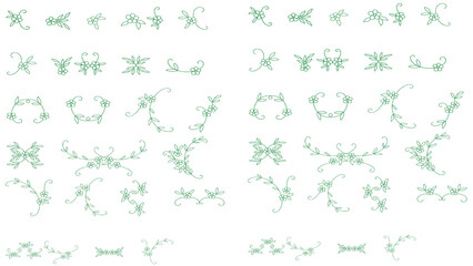 Fototapeta premium Elegant green floral swirls and leaves decorative designs