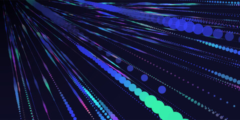 Abstract futuristic multicolored streaks moving on a dark cyberspace. Concept for motion, speed and technology.
