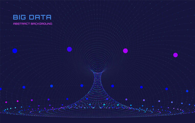Abstract futuristic data torus from color dots connecting in  lines.  Concept visualization for technology, analytics and network. Big Data.