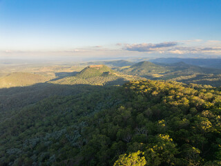 Elevated scenic views of Table Top Mountain and the Bushland Reserve, Toowoomba, Queensland, Australia