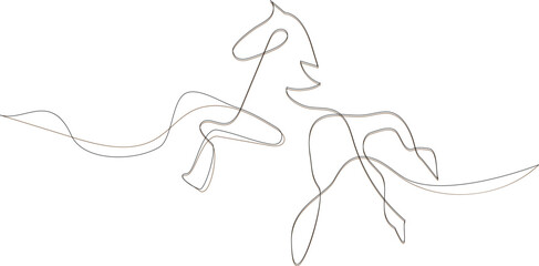 A continuous line drawing of a tree with flowing branches in a serene landscape viewed from a distance.