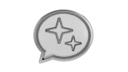 Chat bubble icon with sparkling stars