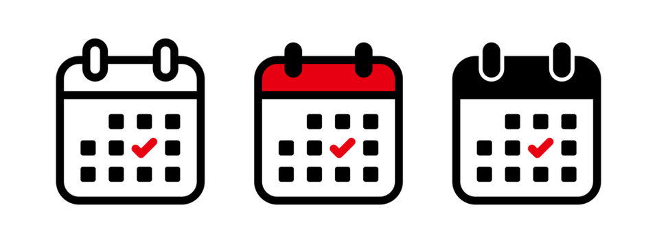 Calendar icon with checkmark for schedule and planning