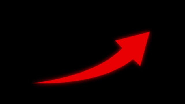Red  Business growth arrow and graph chart animation. Up arrow animation on black background
