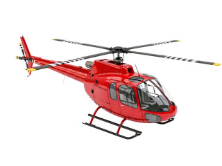 Fototapeta premium Sleek Red Helicopter Aircraft - Modern Air Transport Vehicle on white background Isolated on Transparent Background
