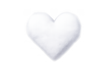 Fluffy white heart shape symbolizing love, tenderness, emotion, and romantic feelings on a transparent background