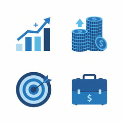 Business Finance Growth Icon Pack Cartoon Flat Style